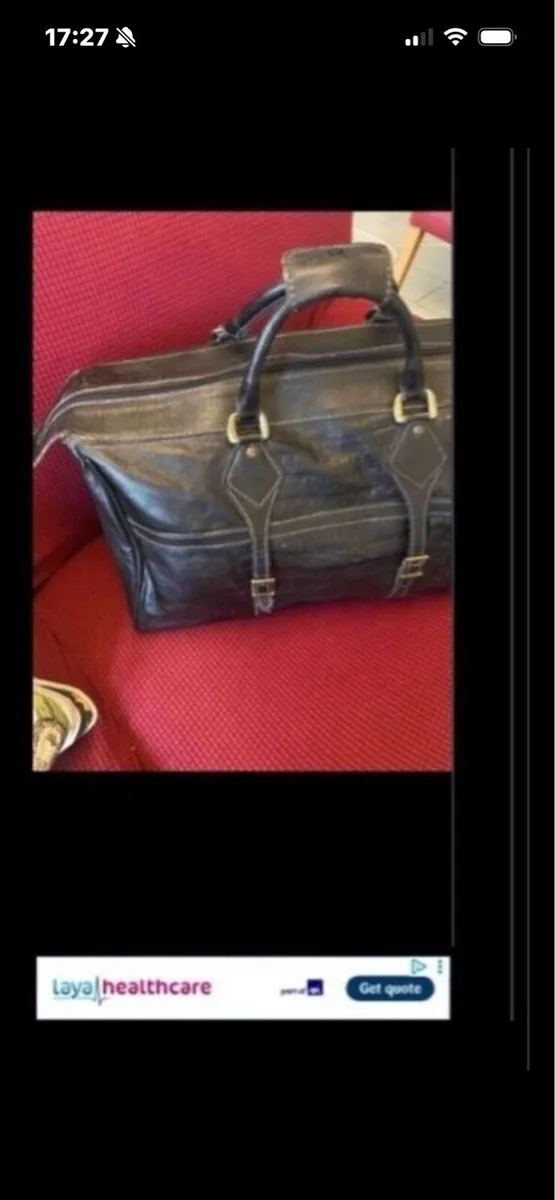 Large Black Leather Hold all - Image 2