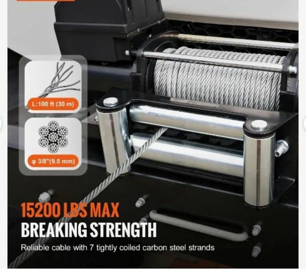 Galvanized Steel Winch Cable, 9.5 mm x 30.5 m - Image 2