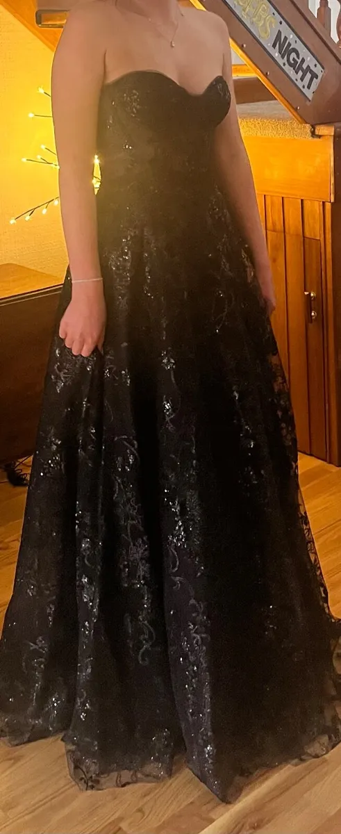 A Black Beaded Debs Dress- worn once. - Image 2