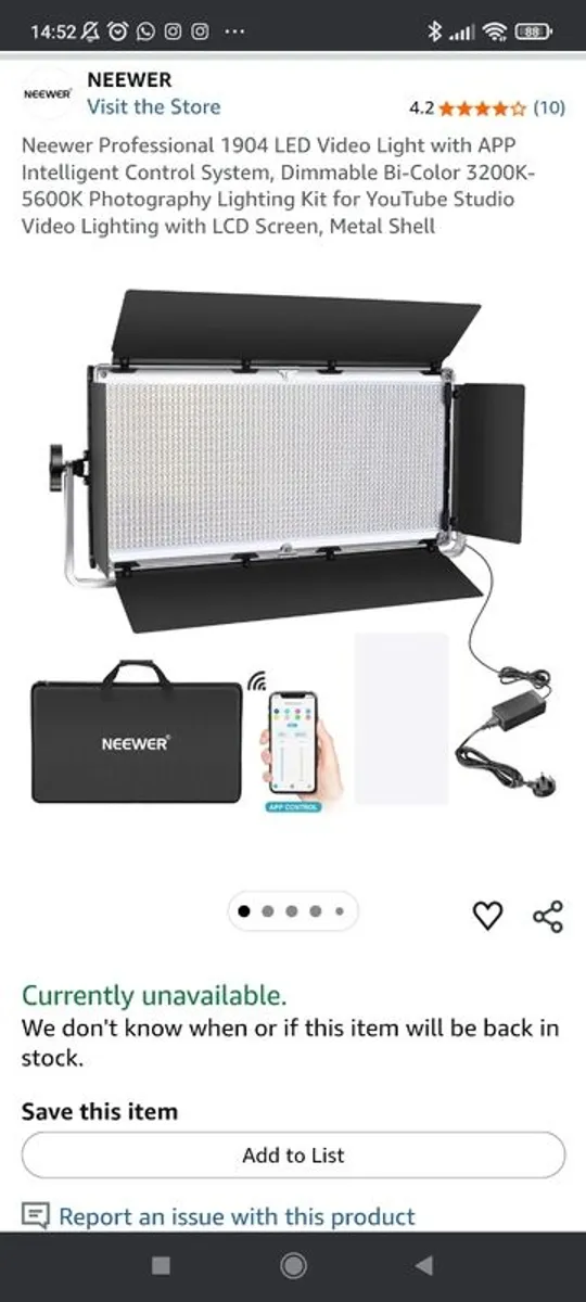 Neewer Professional 1904 LED Video Light with Intelligent Control System - Image 1