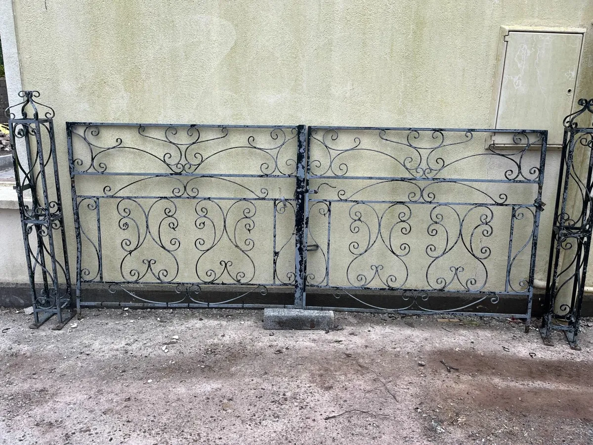 Cast iron double gate with pilars - Image 1