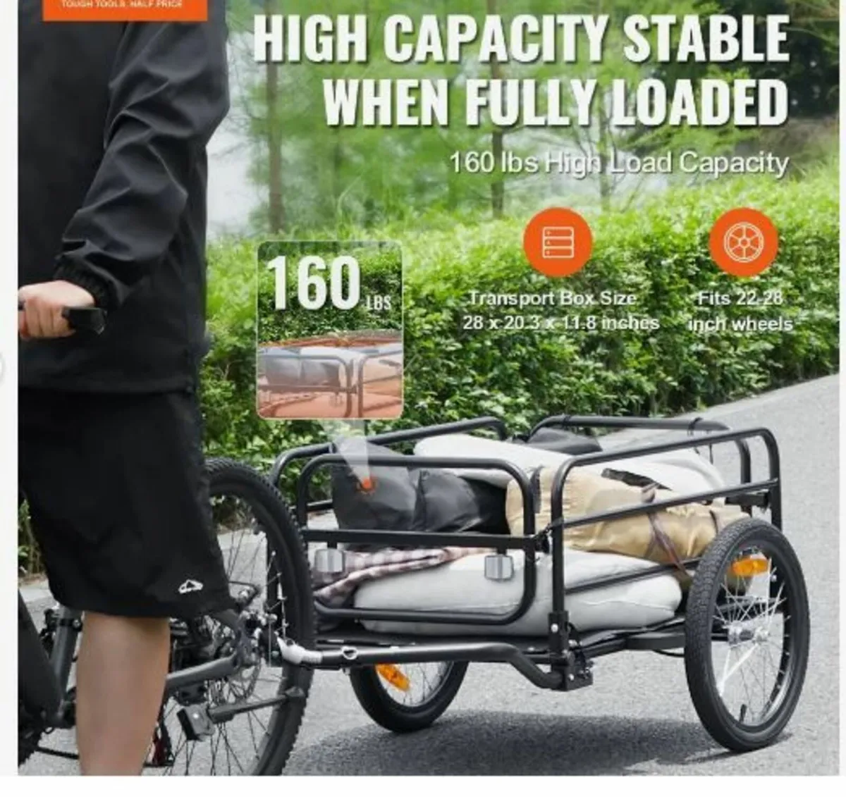 Bike Cargo Trailer, 72.5 kg Load Capacity - Image 2