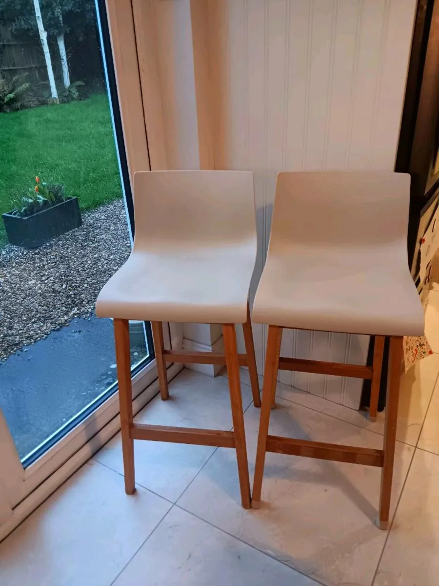 Drift Oak & Cream Bar Stools X 2 - Image 2