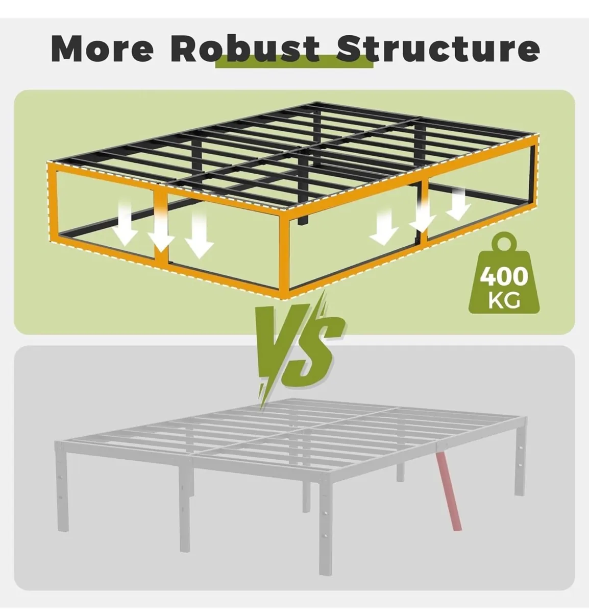 King Size Bed Frame 36cm High with Steel Slats Sup - Image 2