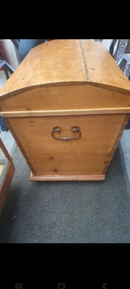victorian dome top pine trunk with candle box - Image 1