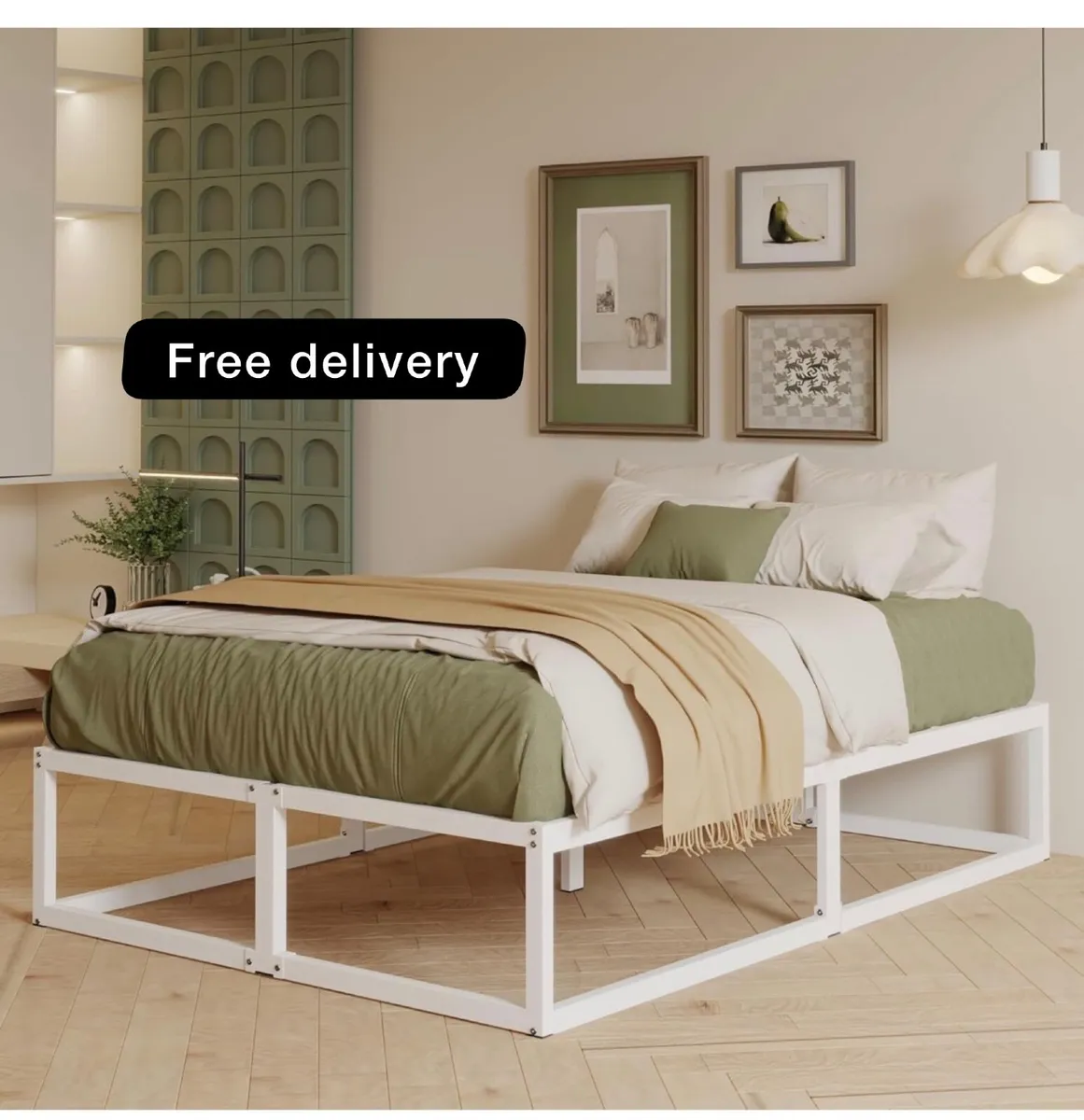 King Size Bed Frame 36cm High with Steel Slats Sup - Image 1