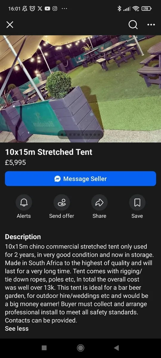 Nomadik Stretch Tent 15m x 10.5m with poles & rope - Image 4