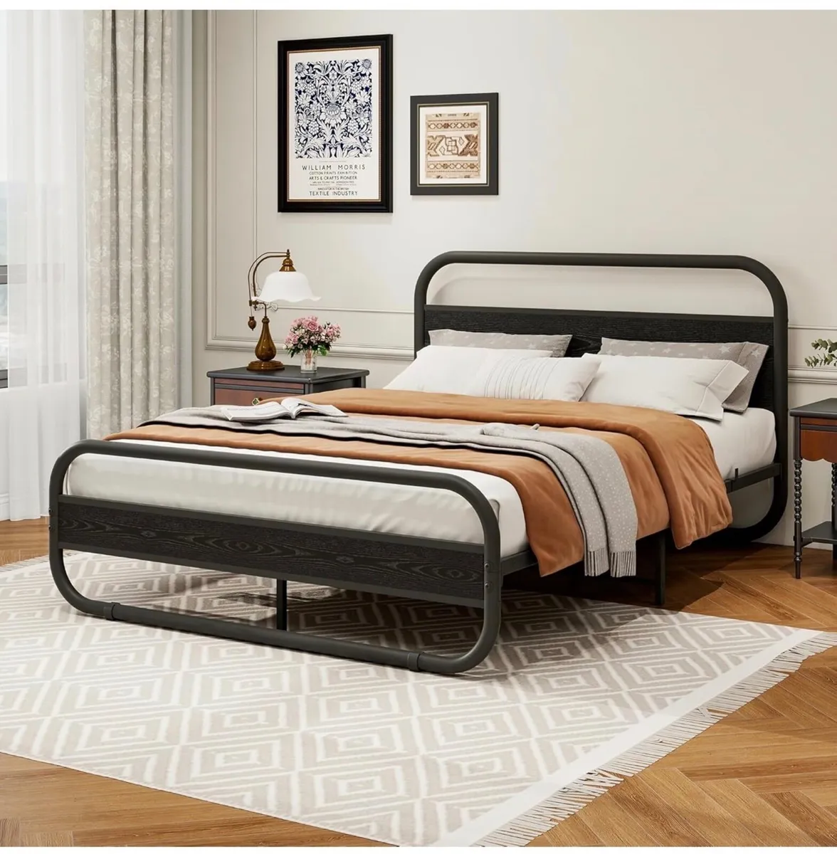 King Size Bed Frame Metal Platform Bed Frame with - Image 1