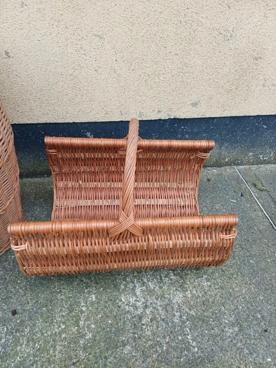 Vintage Wicker Storage Basket & Log Carrier - Image 4