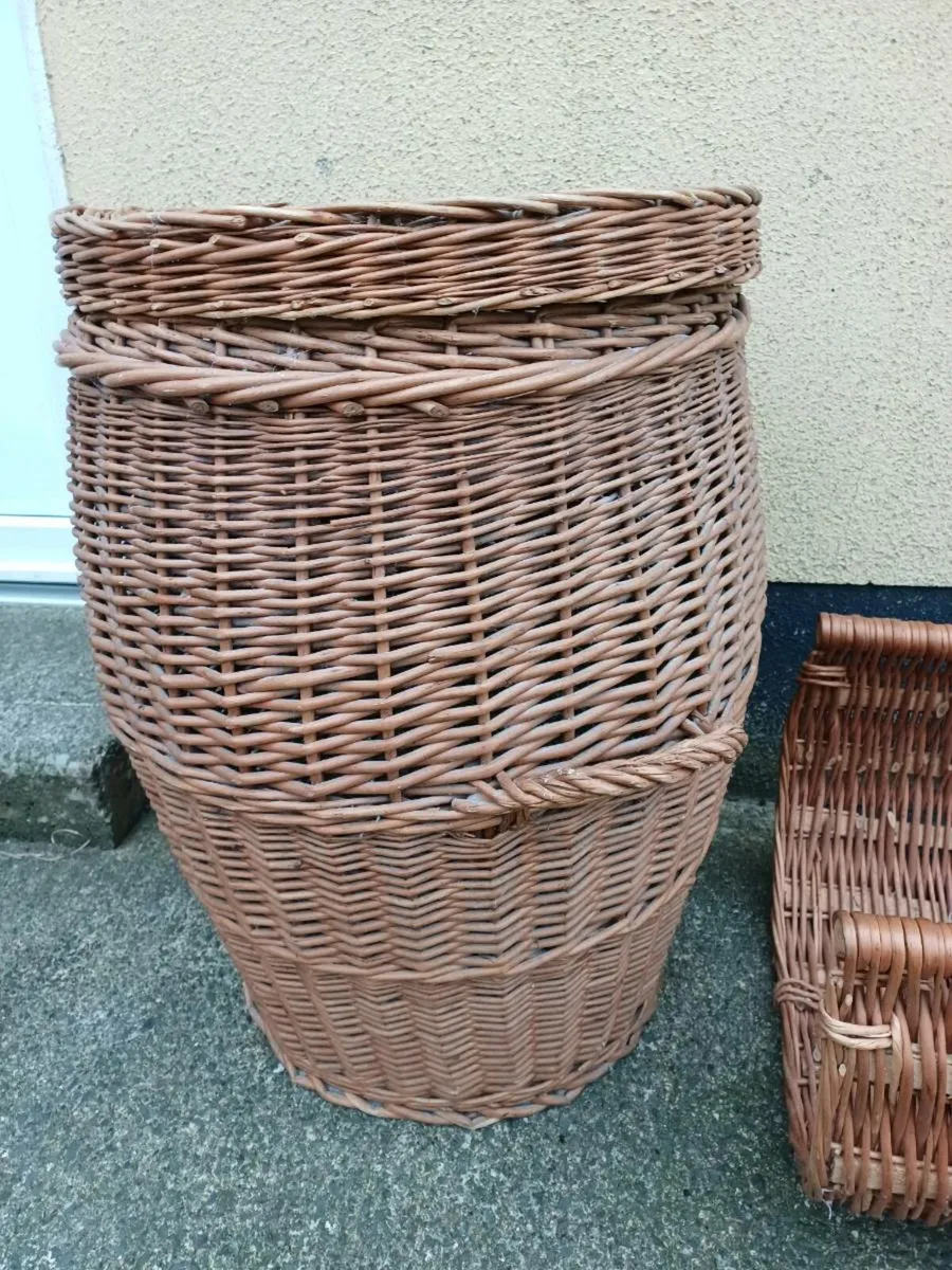 Vintage Wicker Storage Basket & Log Carrier - Image 3