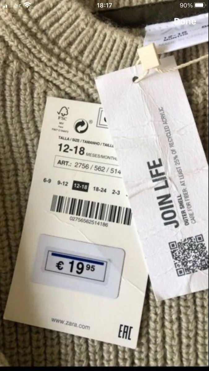 Boys BNWT Zara jumper 12/18 mths €10 - Image 3