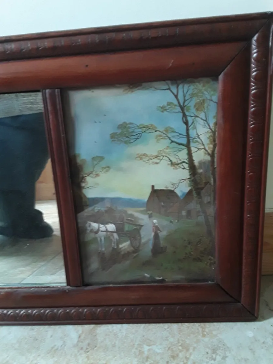 Very old vintage mirror picture on either side sid - Image 3