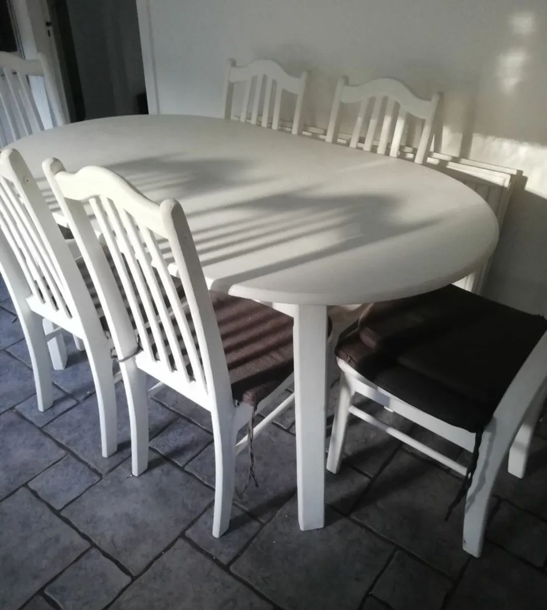 Very Sturdy 5Ft White Wooden Kitchen Dining Table - Image 2