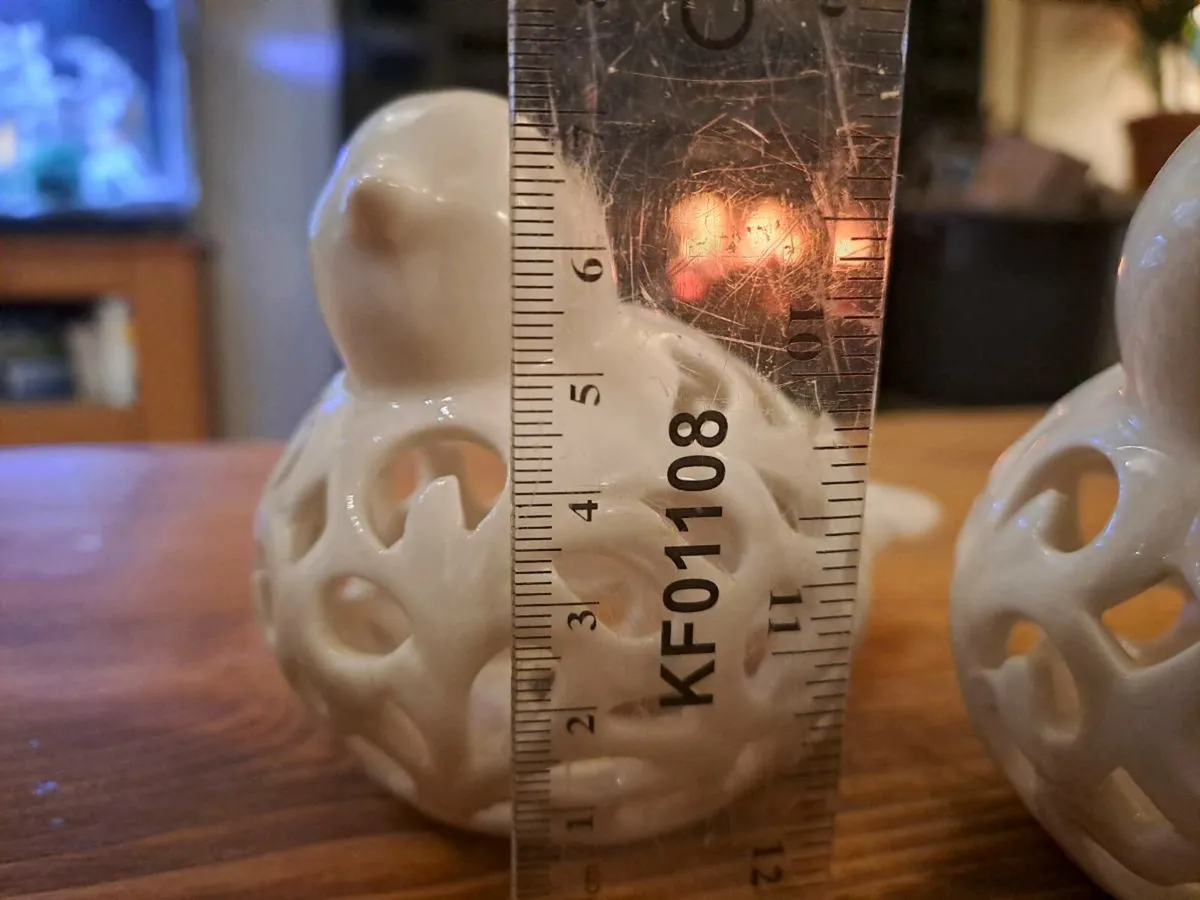 White Ceramic Bird Ornaments – Pair - Image 3