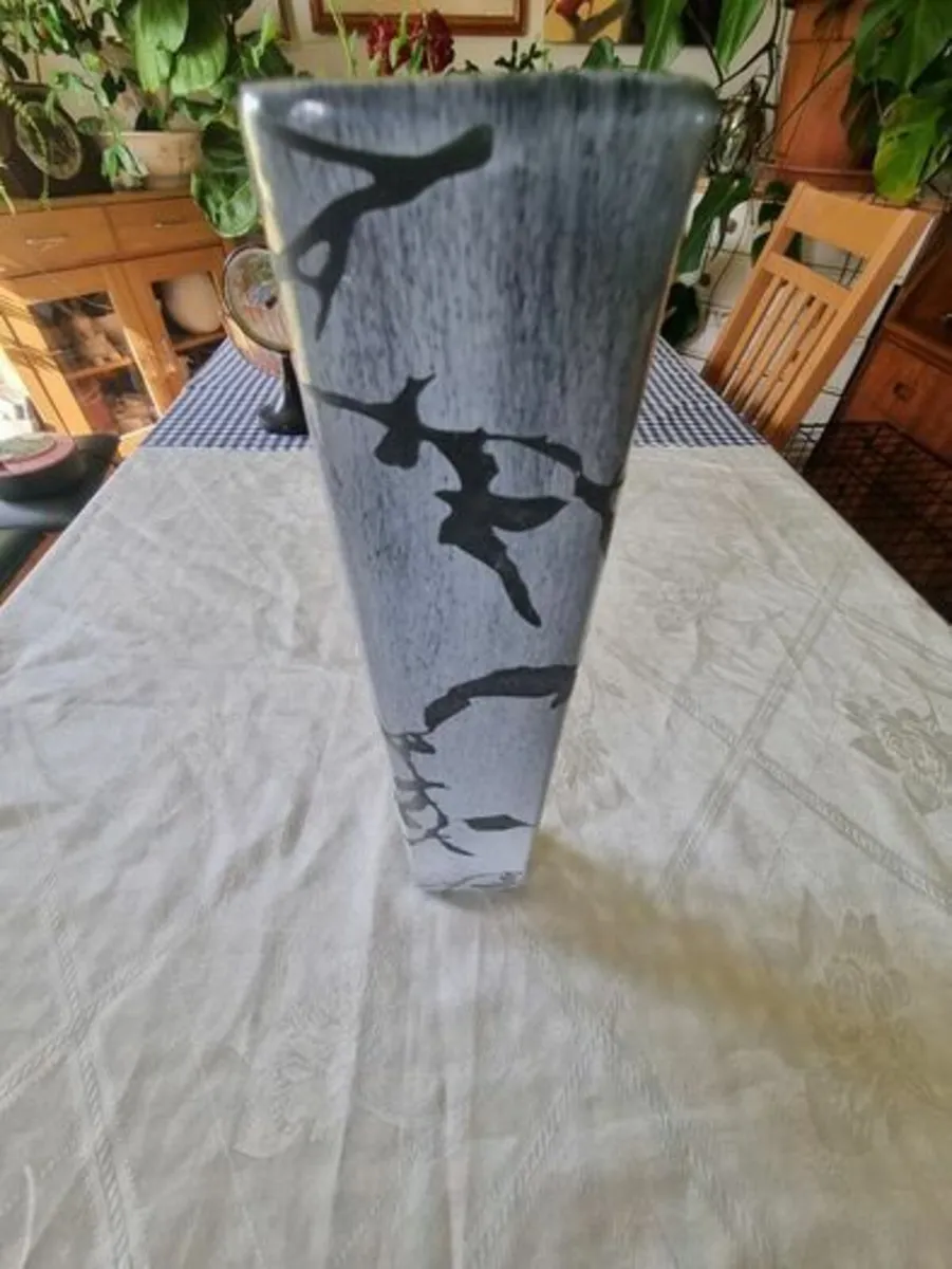 Large Cylindrical Engraved Glass Vase - Image 4