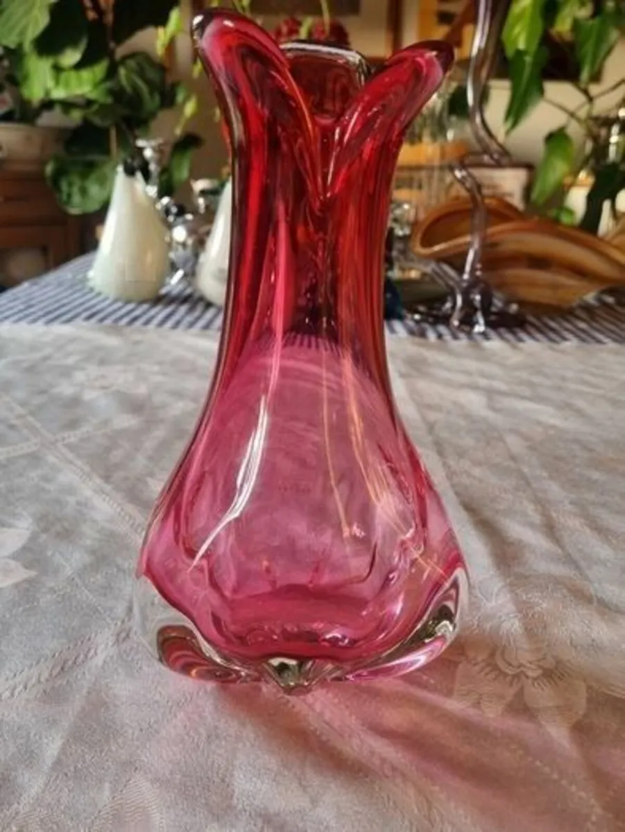 Murano Glass Ruby Vase - Image 1