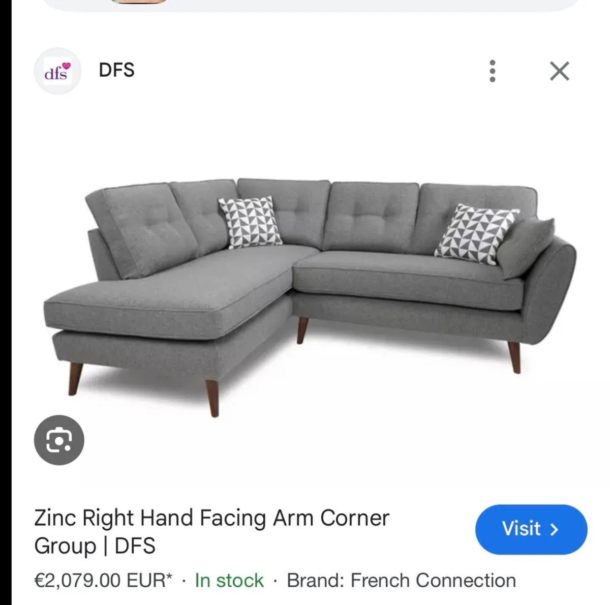 DFS French connection zinc Corner sofa - Image 2