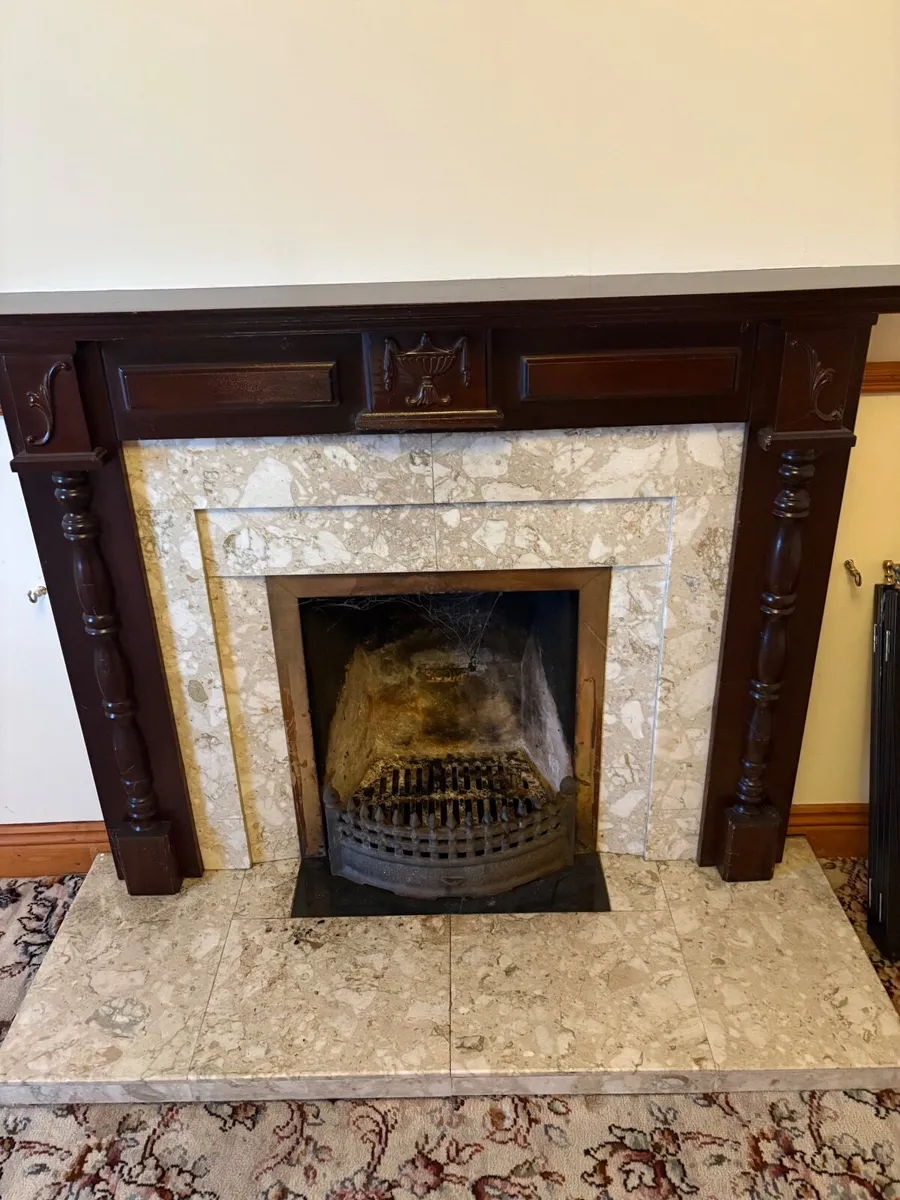 Solid Wood Fireplace Surround,Marble Insert &heart - Image 1
