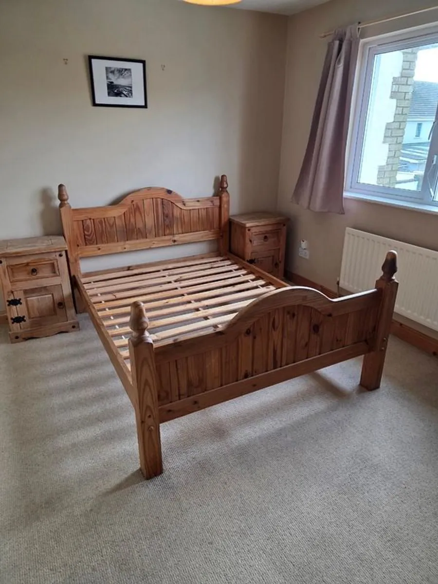 Bed frame and side cabinets Mexican Pine - Image 1