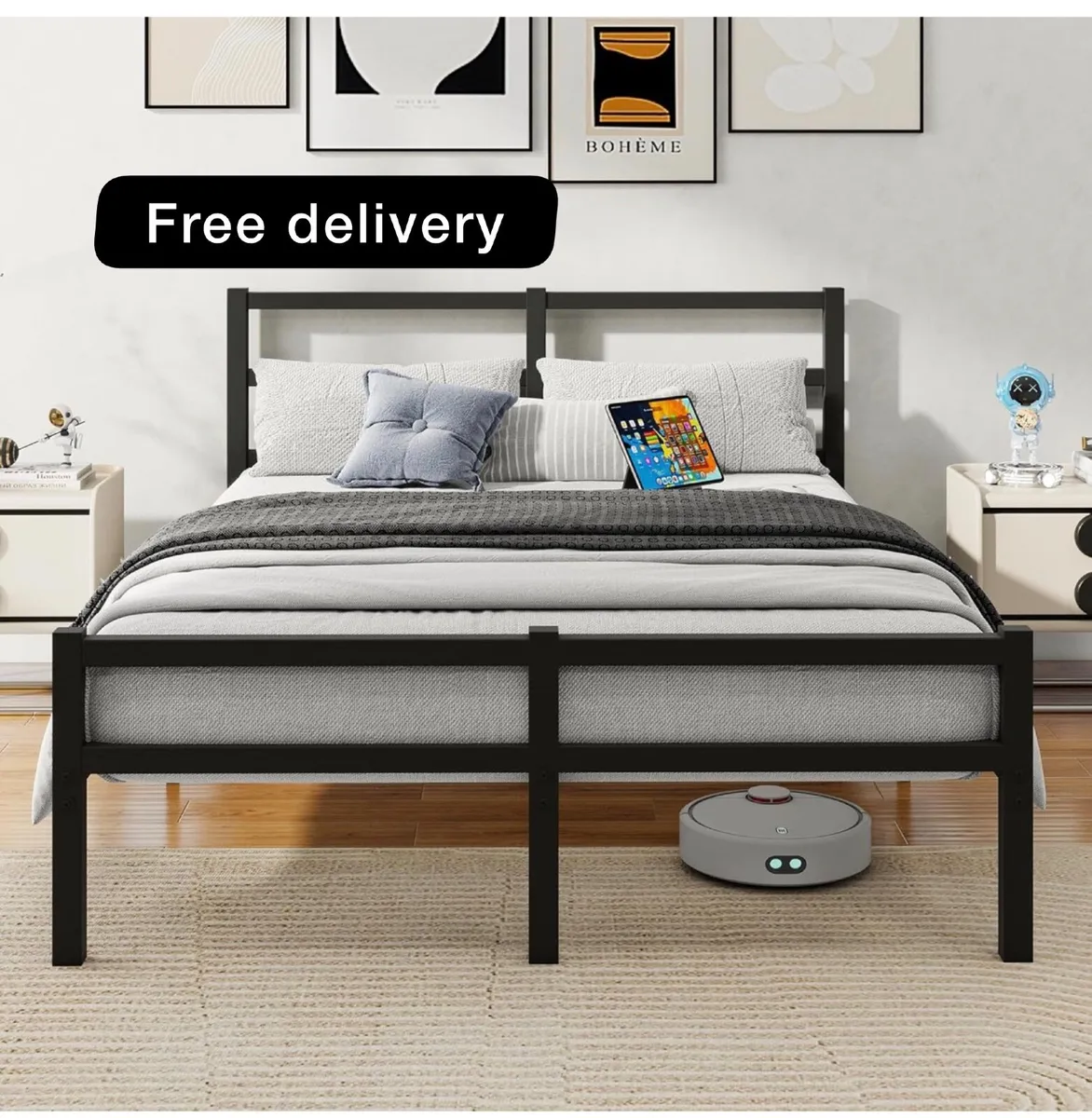 5ft King Bed Frame with Headboard,150x200cm - Image 1