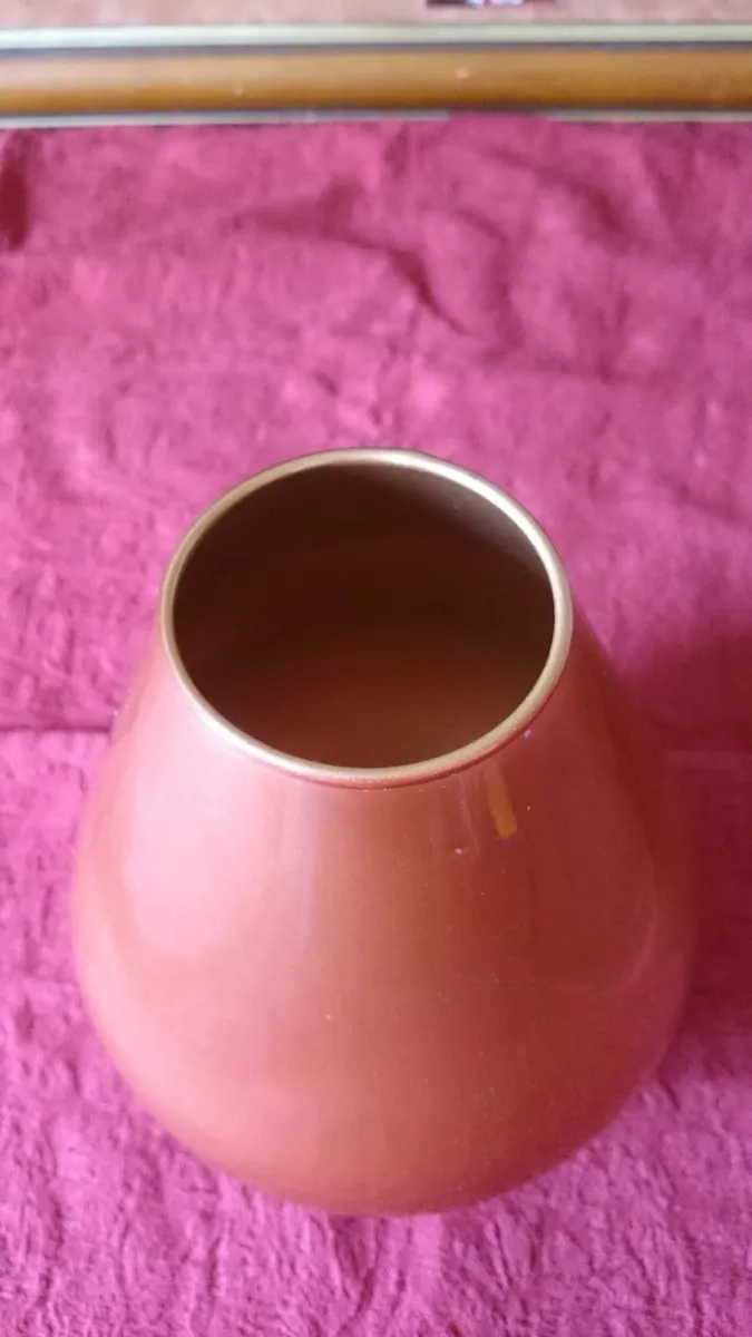 9 Inches Tall Orange Glass Vase Made In Spain - Image 3