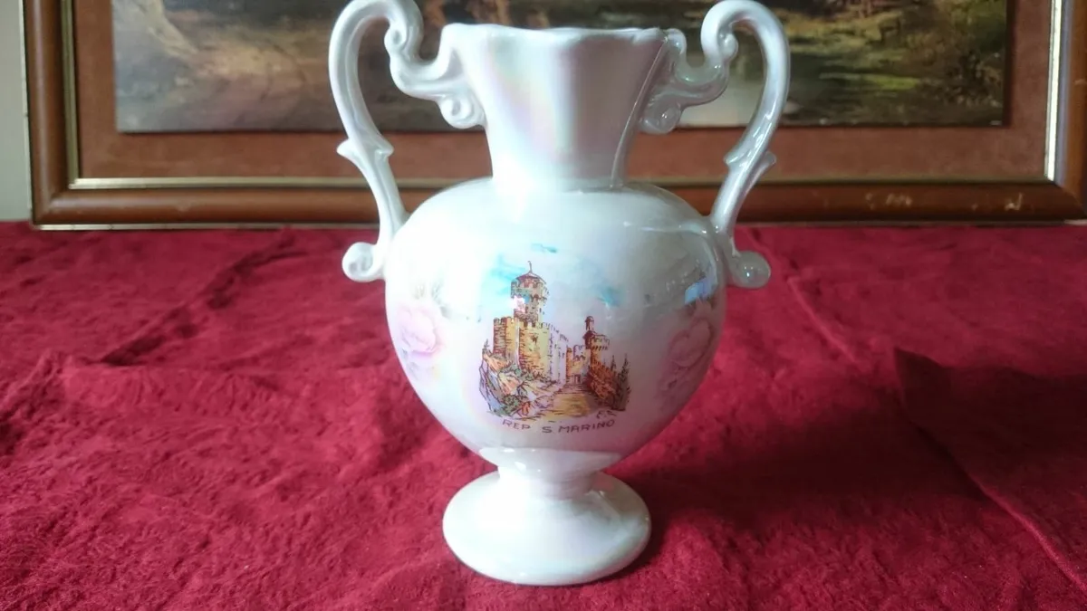 Antique San Marino Ceramic Two Handled Lustre Vase - Image 1