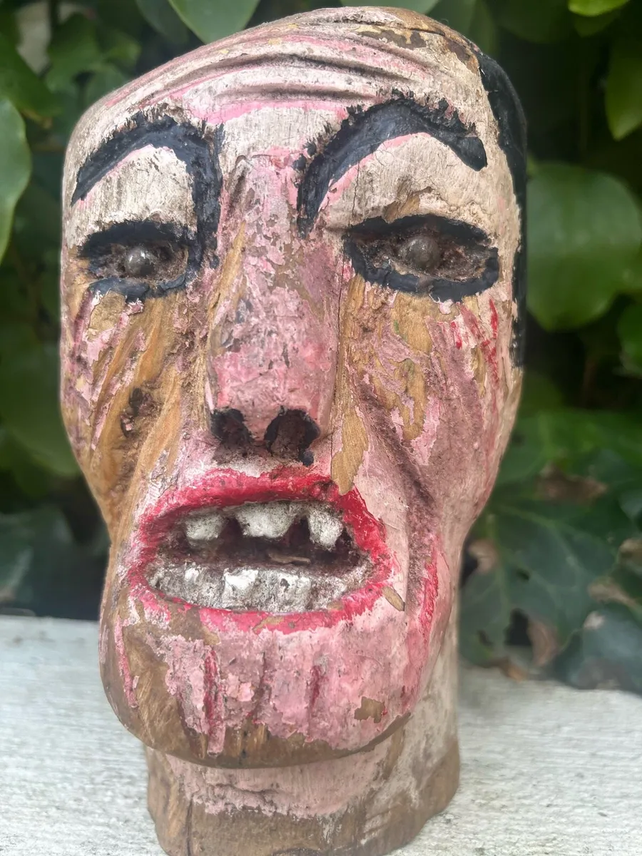 Antique hand carved carnival heads rare - Image 2
