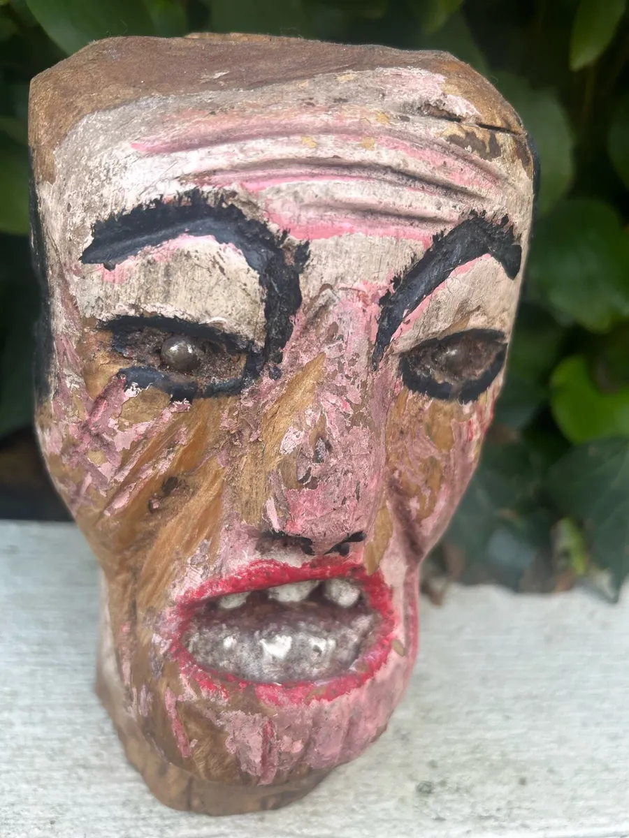 Antique hand carved carnival heads rare - Image 3