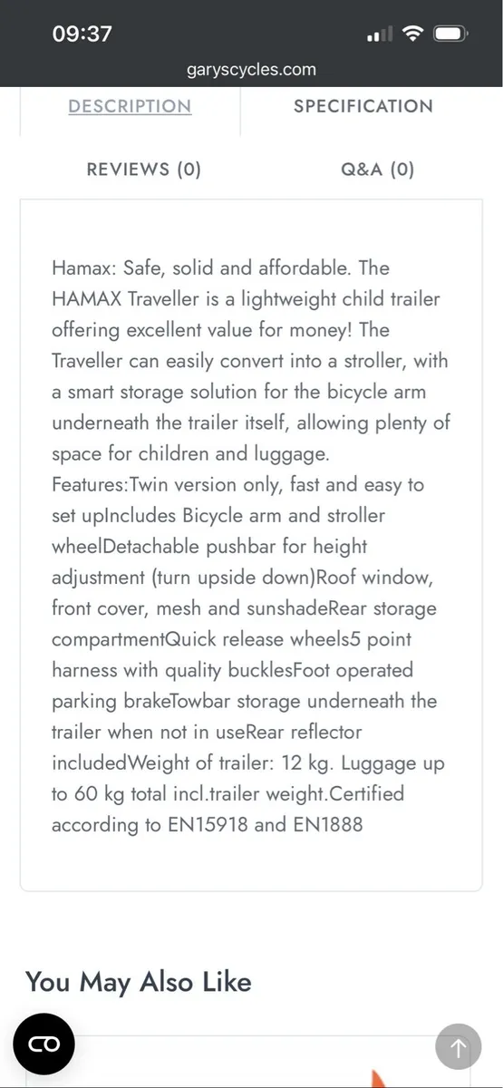 Hamax twin Bike trailer - Image 4