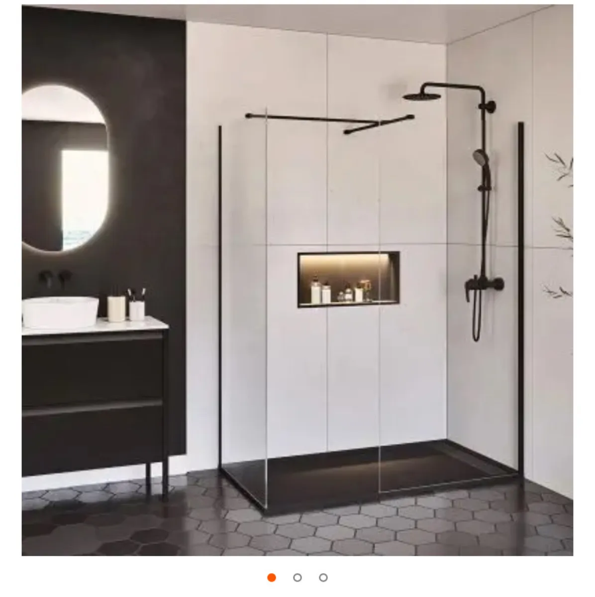 FLAIR RENU 8MM WETROOM PANEL 1200MM MT BLACK - Image 2