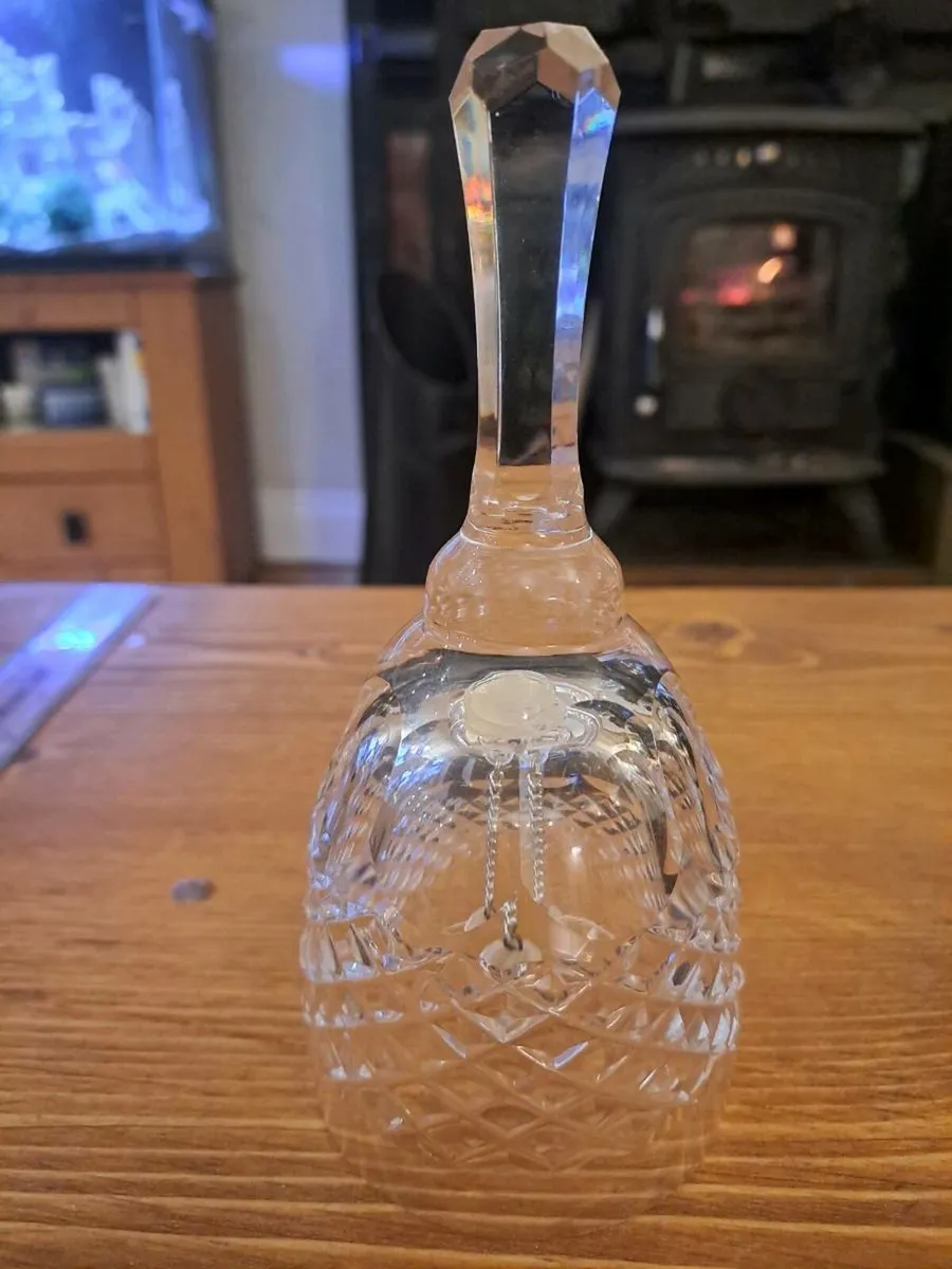 Vintage Cut Glass Bell with Crystal Handle - Image 1