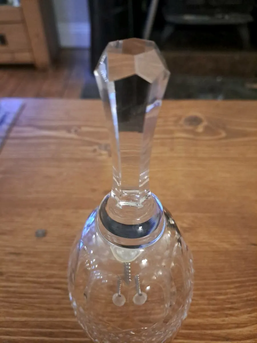 Vintage Cut Glass Bell with Crystal Handle - Image 2
