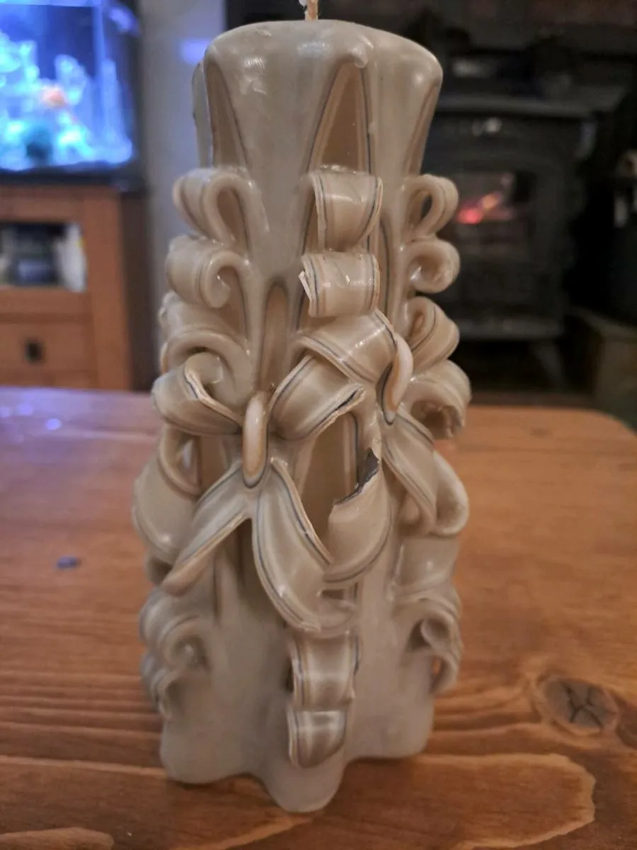 Hand Carved Style Decorative Candle - Image 1