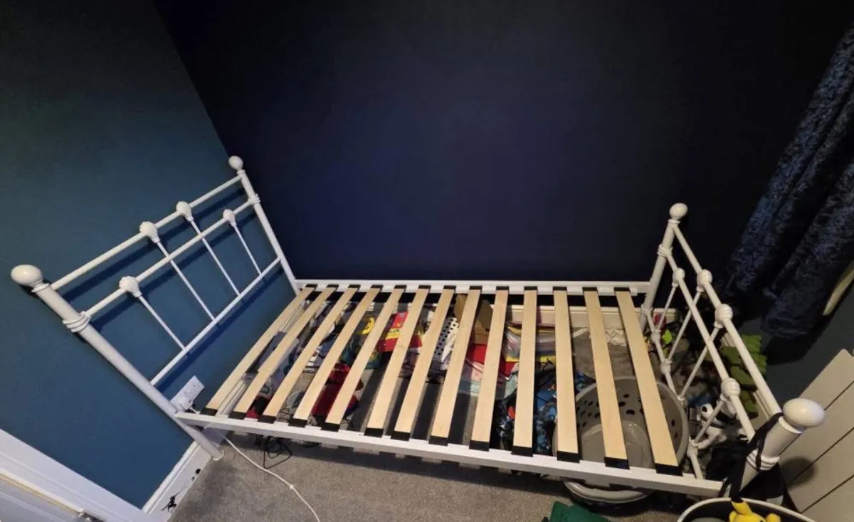Gorgeous High Quality White Single Metal Bed Frame - Image 1