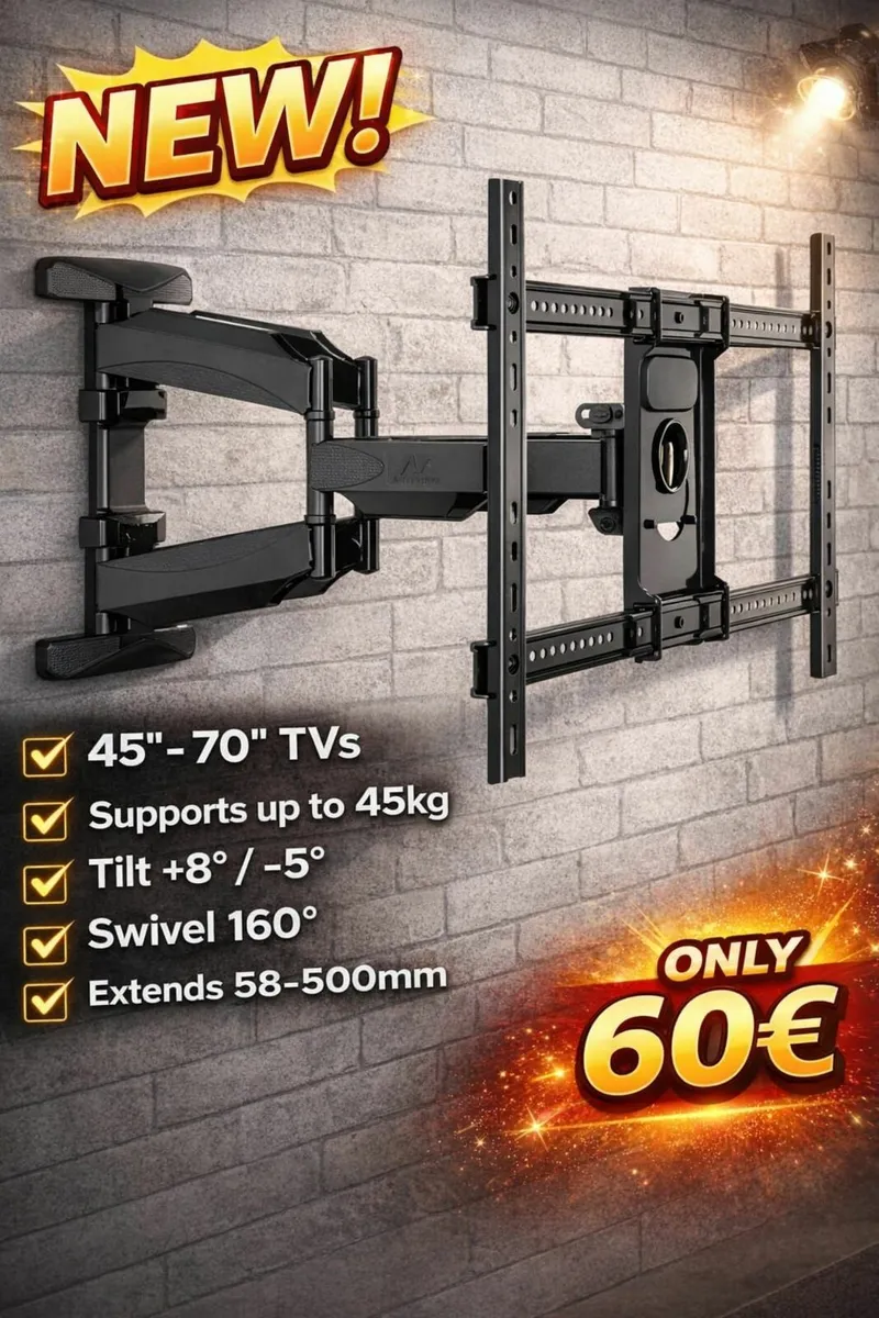 Tv Wall Mount Bracket Tilt Swivel Long Arm 45"-70" - Image 1