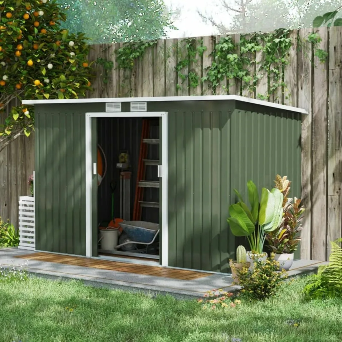 9ft x 4ft Corrugated Garden Metal Storage Shed Out - Image 3