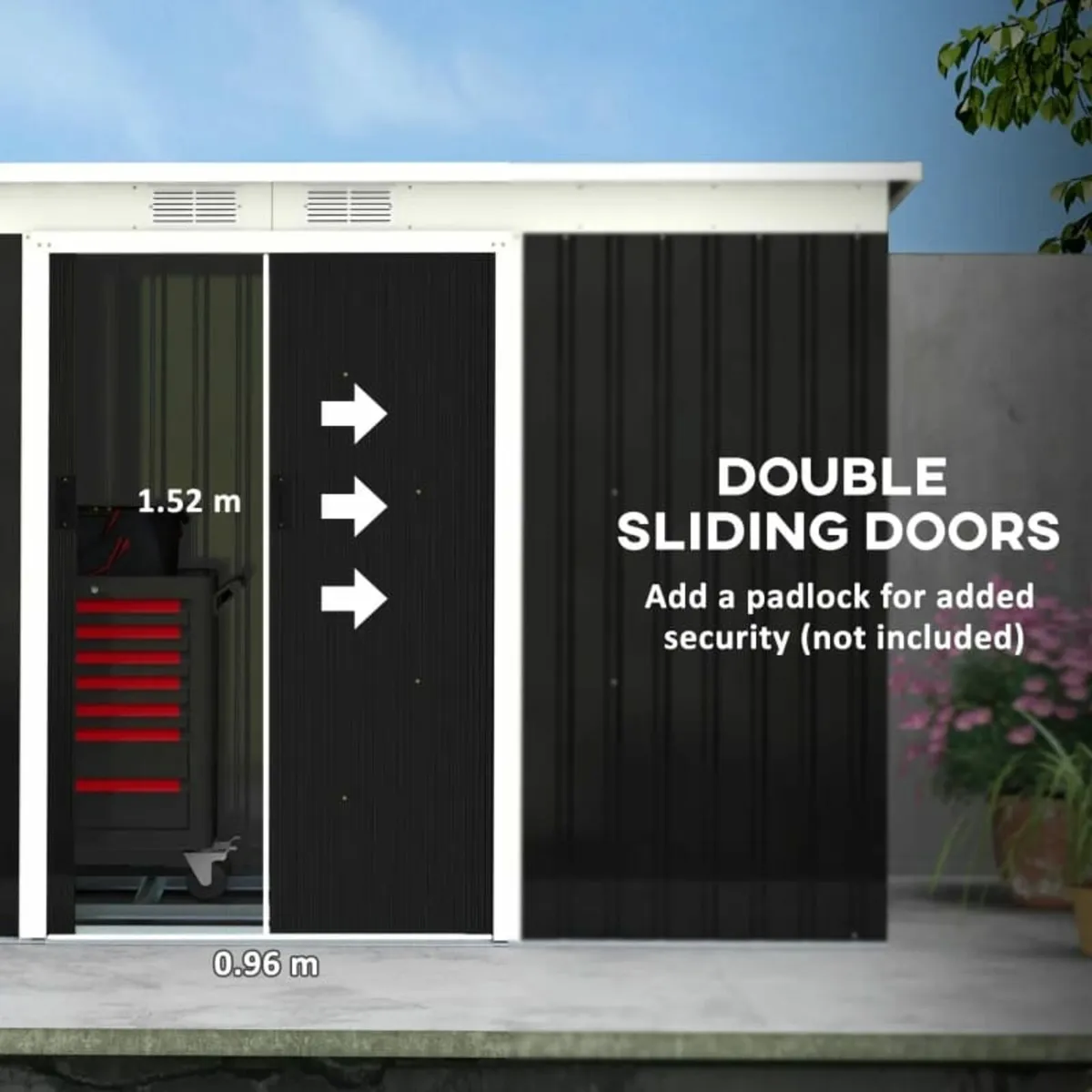 9' x 4' Metal Garden Storage Shed Tool House with - Image 4