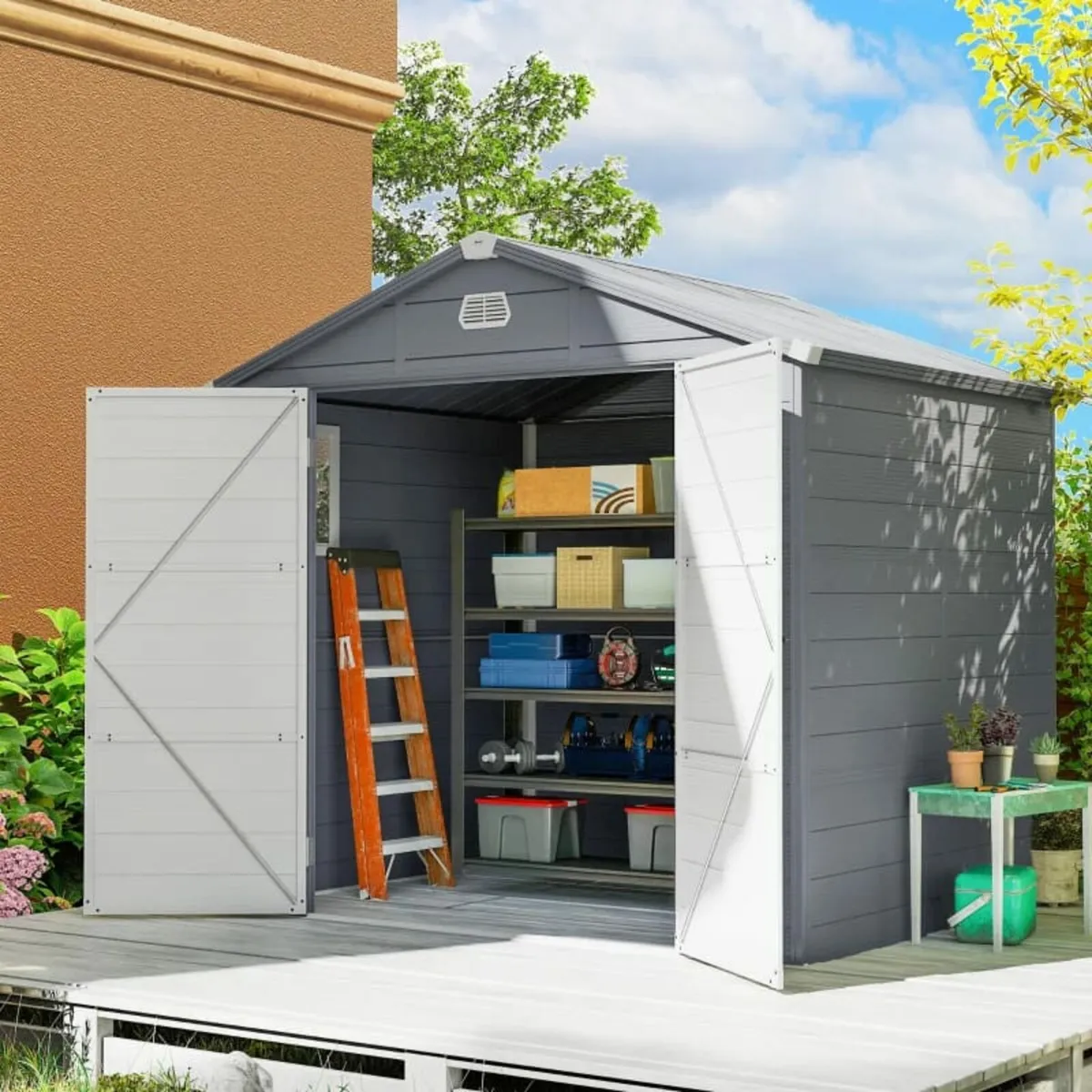 4 x 3ft Plastic Garden Storage Shed - Foundation K - Image 3