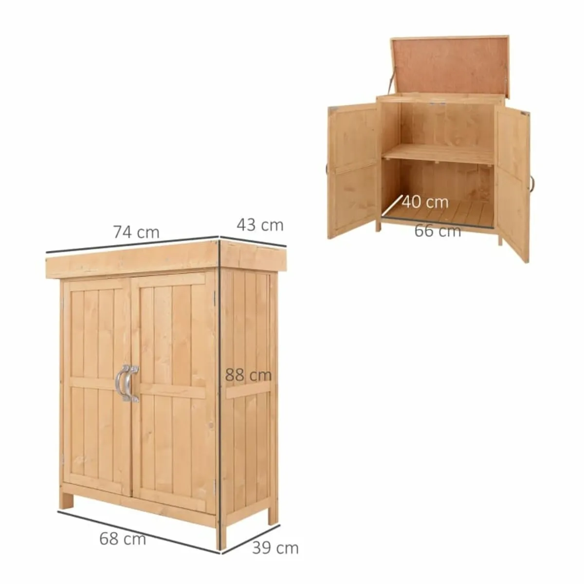 Wooden Garden Shed, Outdoor Storage Shed with Doub - Image 3