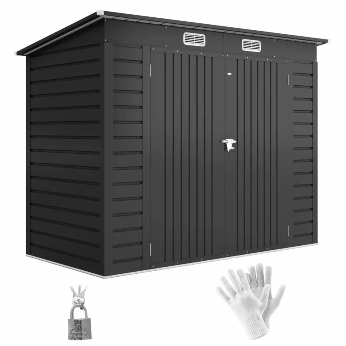3.7 x 7.9ft Galvanised Steel Shed, with Latched Do - Image 1
