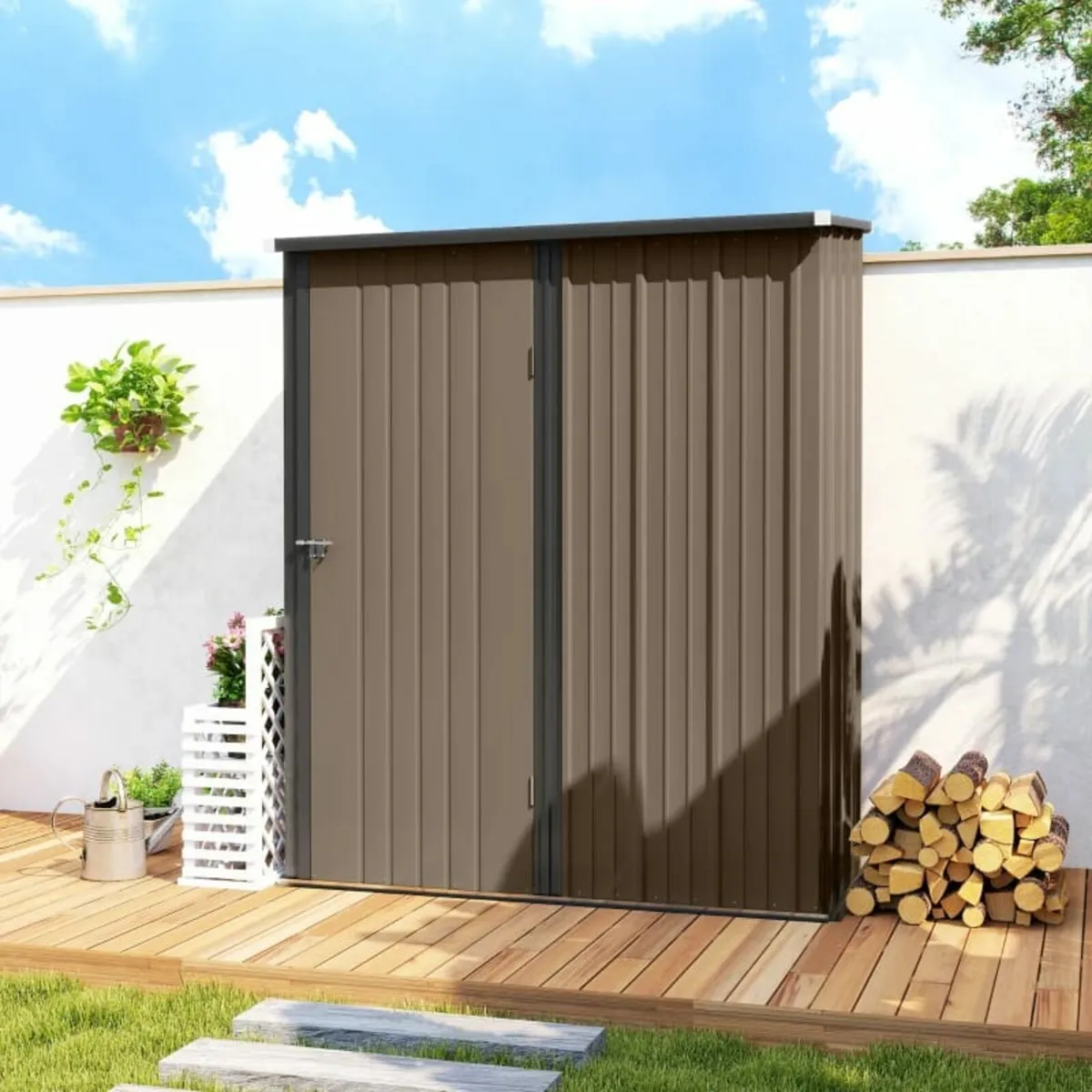 5.3ft× 3.1ft Outdoor Storage Shed, Steel Garden Sh - Image 3