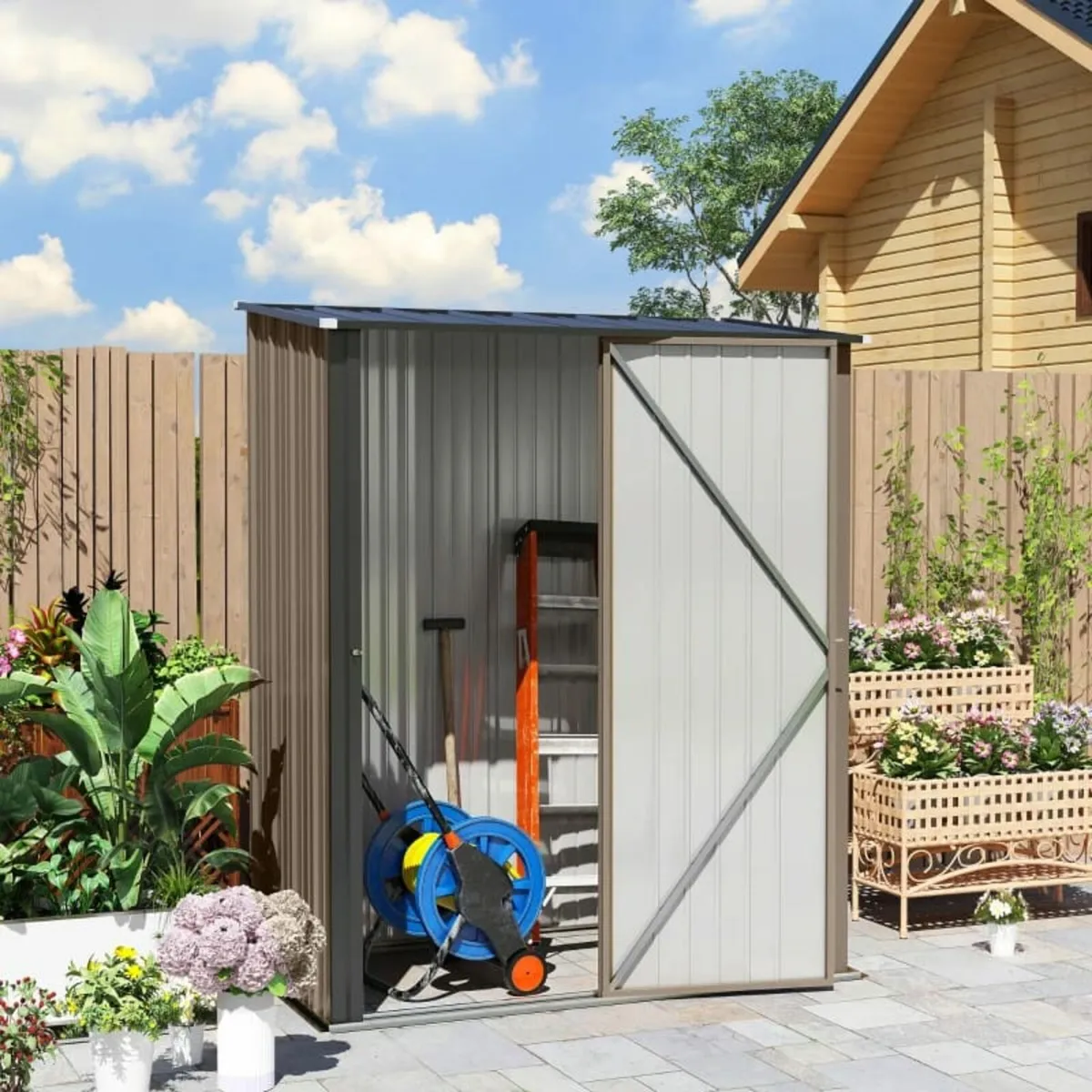 5.3ft× 3.1ft Outdoor Storage Shed, Steel Garden Sh - Image 4