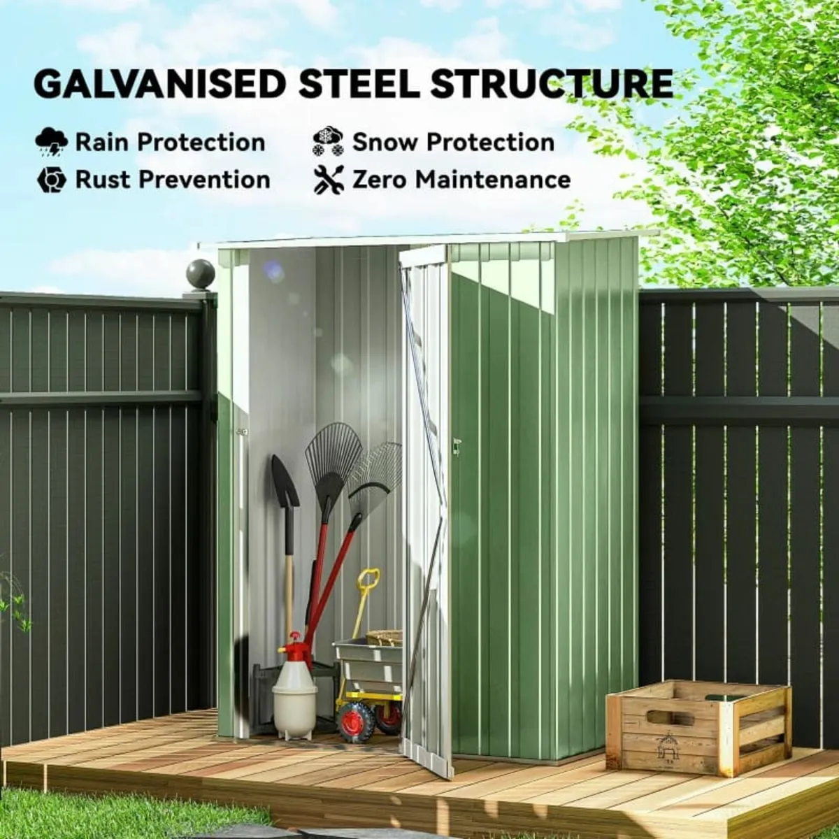 5ft x 3ft Garden Shed with Lean to, Tool Shed w/ S - Image 3