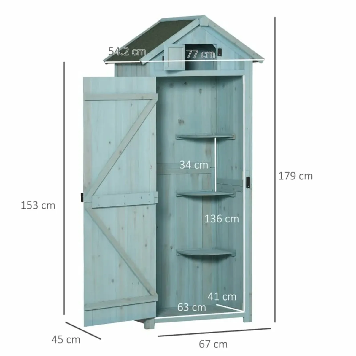 Wooden Garden Shed with 3 Shelves, Vertical Utilit - Image 4