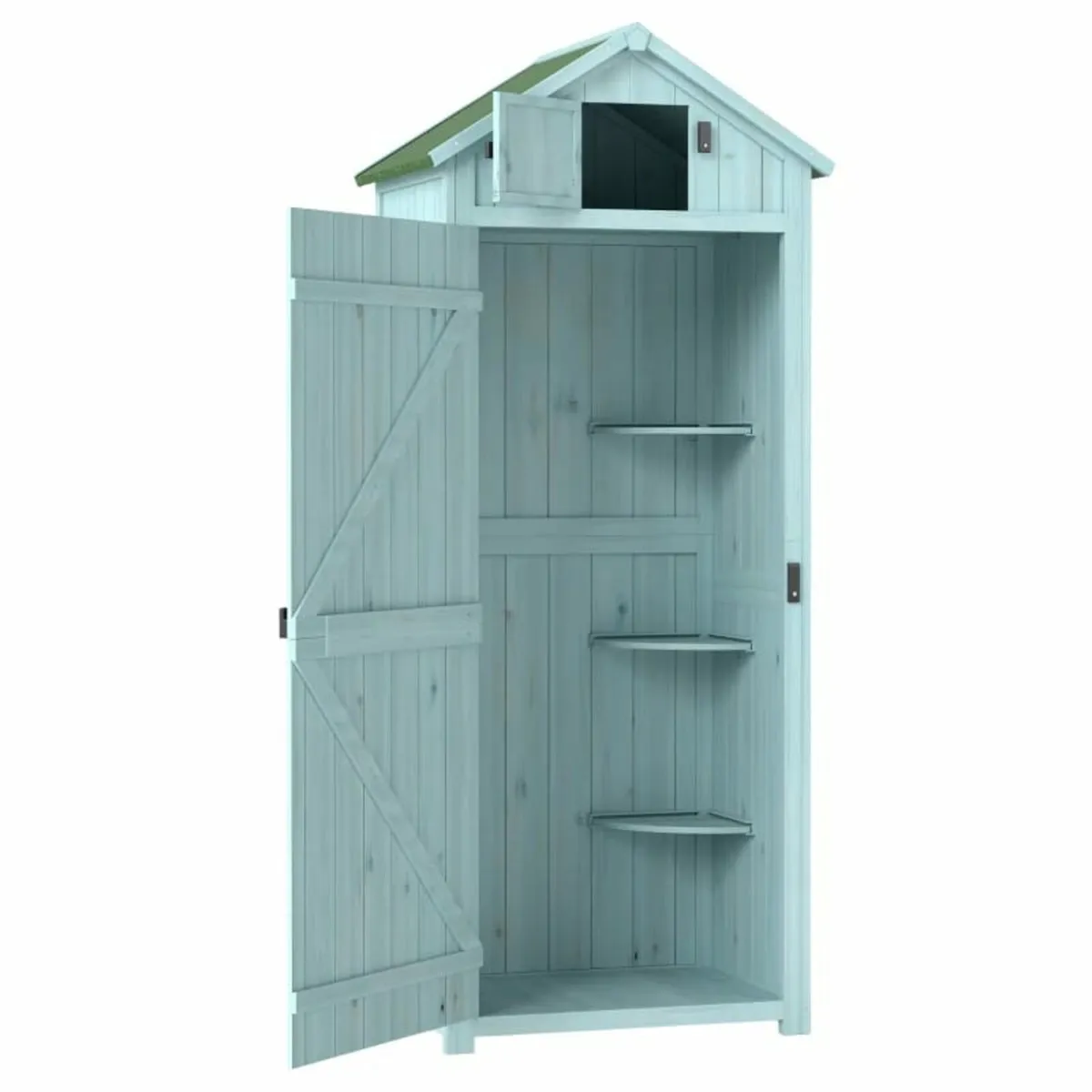 Wooden Garden Shed with 3 Shelves, Vertical Utilit - Image 1