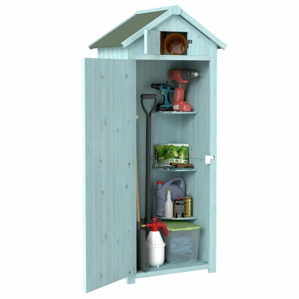 Wooden Garden Shed with 3 Shelves, Vertical Utilit - Image 3