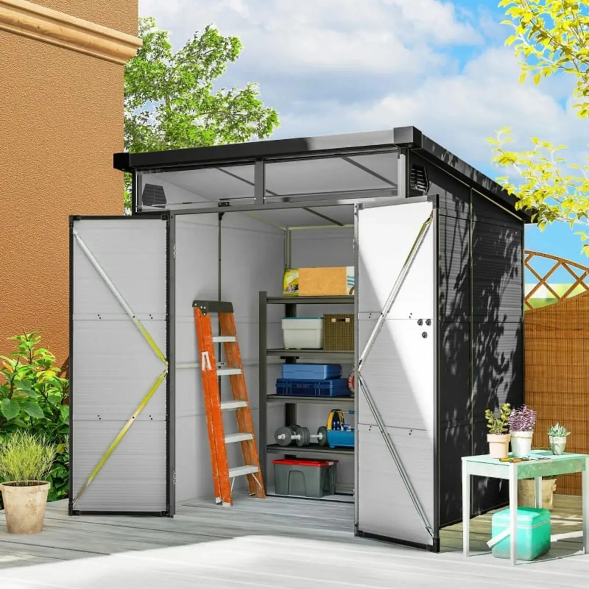 6 x 6ft Outdoor Storage Shed, Plastic Garden Shed - Image 3