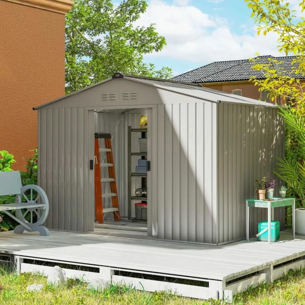 Garden Storage Shed, Metal Outdoor Storage Shed Ho - Image 3