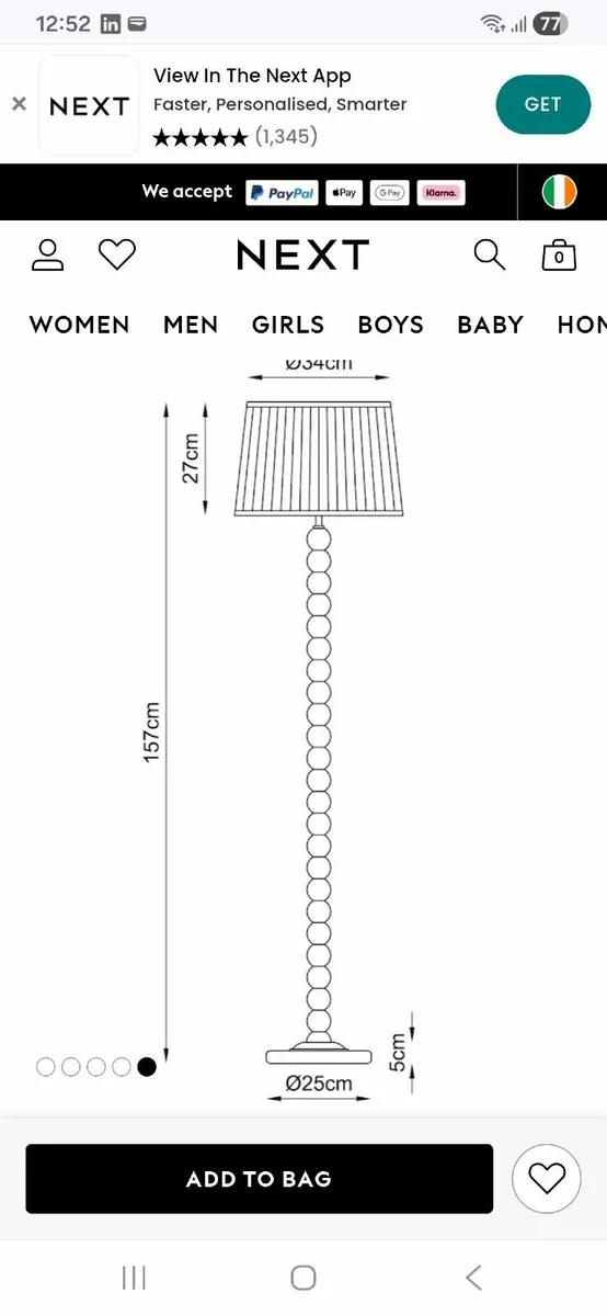 Beautiful floor lamp with pleated shade - Image 1