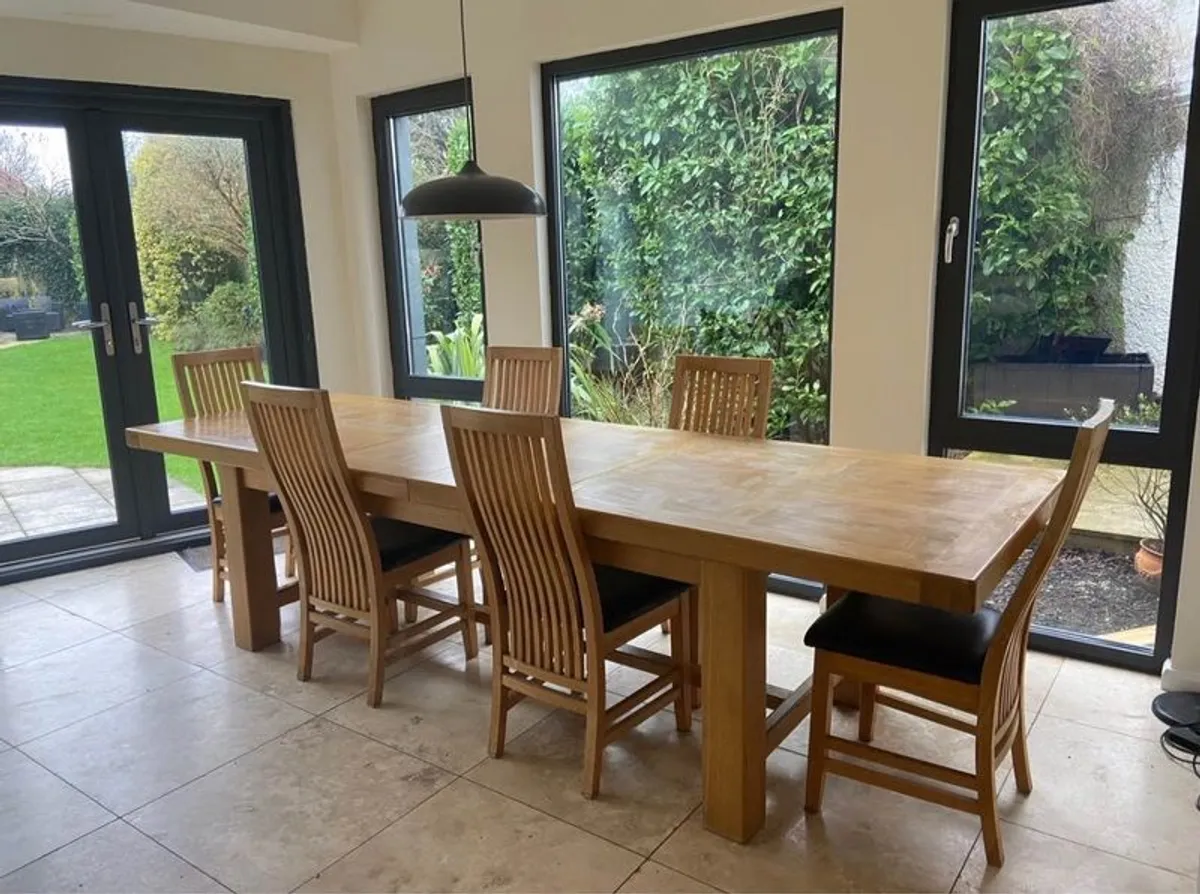 extendable oak dining table - Image 2